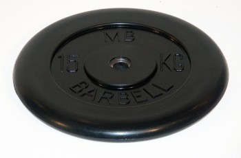диск MB Barbell обрезиненный черный 15кг