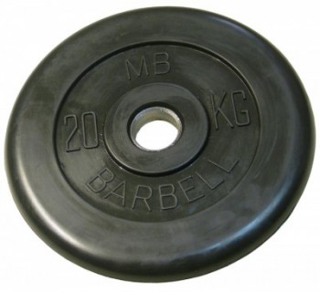 диск MB Barbell обрезиненный черный 20кг