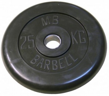 диск MB Barbell обрезиненный черный 25кг