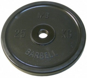 диск MB Barbell Евро-Классик обрезиненный черный 25кг
