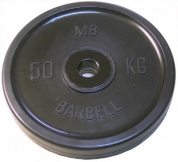диск MB Barbell Евро-Классик обрезиненный черный 50кг
