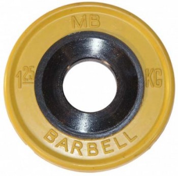 диск MB Barbell Евро-Классик обрезиненный желтый 1,25кг