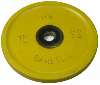 диск MB Barbell Евро-Классик обрезиненный желтый 15кг