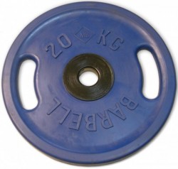диск MB Barbell Евро-Классик обрезиненный с ручками синий 20кг
